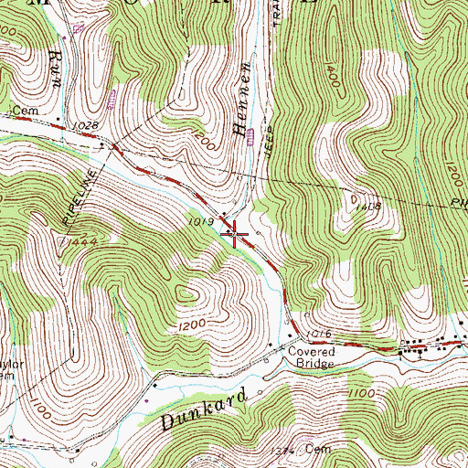 Topographic Map of Hennen Run, PA