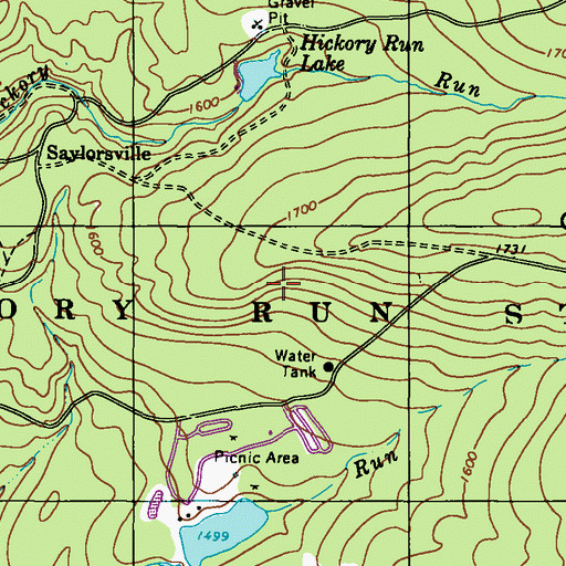 Topographic Map of Hickory Run State Park, PA