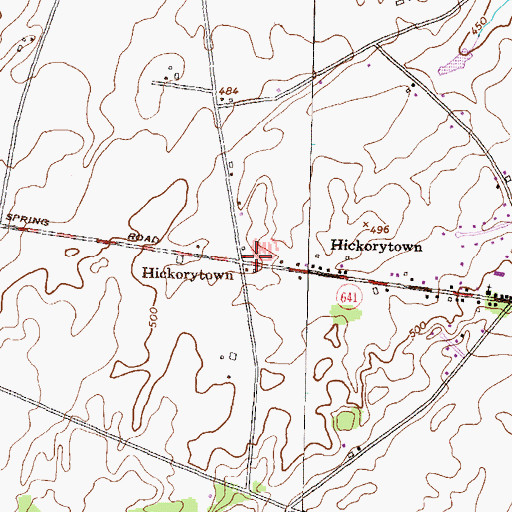 Topographic Map of Hickorytown, PA