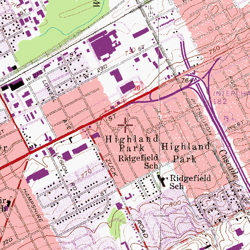 Topographic Map of Highland Park, PA