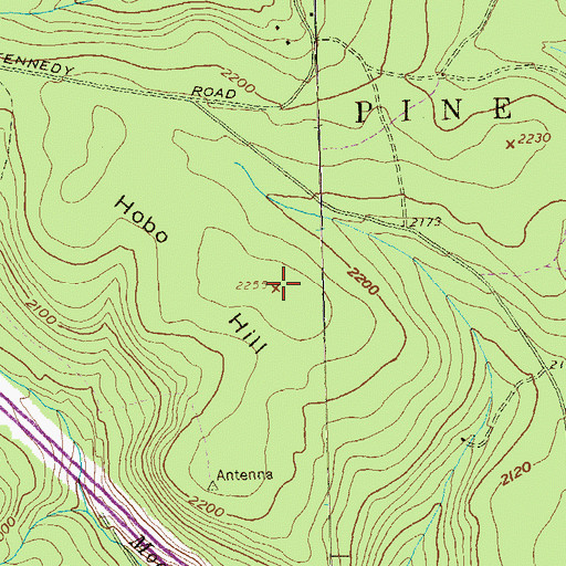 Topographic Map of Hobo Hill, PA