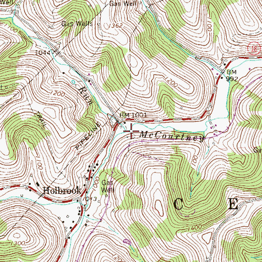 Topographic Map of Hoge Run, PA