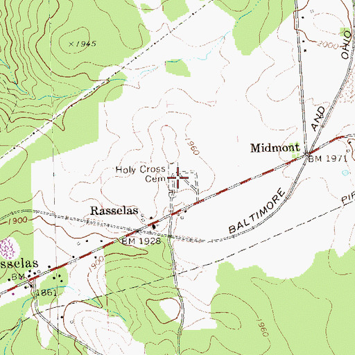 Topographic Map of Holy Cross Cemetery, PA