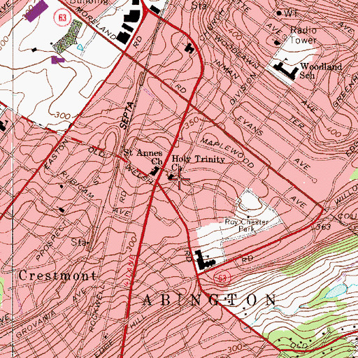 Topographic Map of Holy Trinity Church, PA