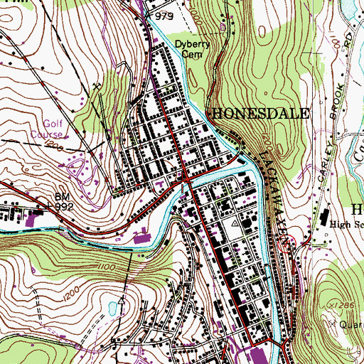Topographic Map of Honesdale, PA