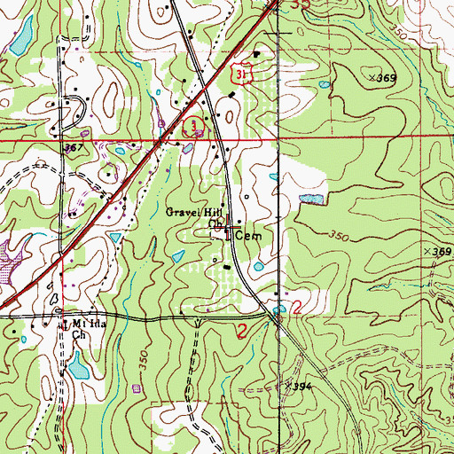 Topographic Map of Gravel Hill Baptist Church, AL