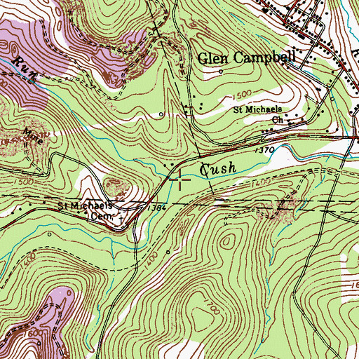 Topographic Map of Horton Run, PA