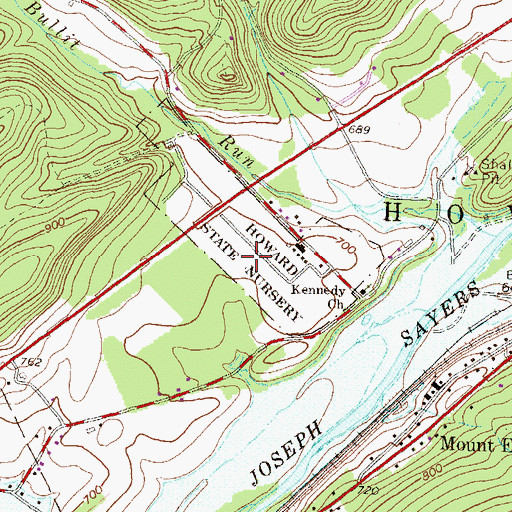 Topographic Map of Howard State Nursery, PA