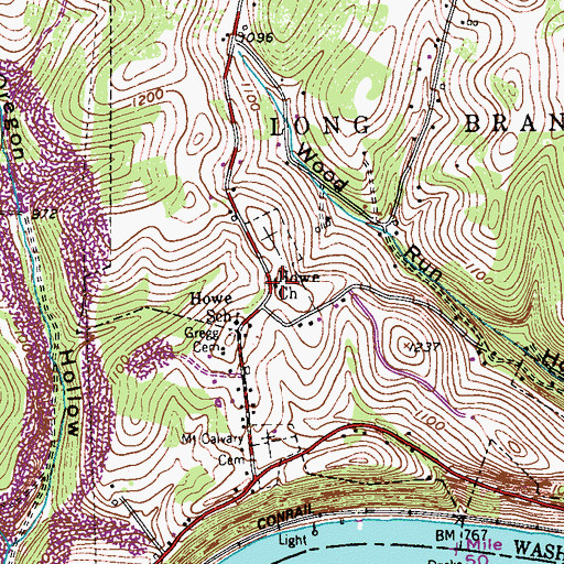 Topographic Map of Howe Church, PA