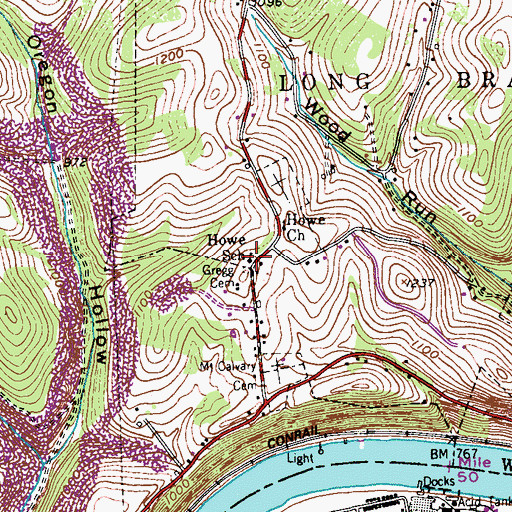 Topographic Map of Howe School, PA