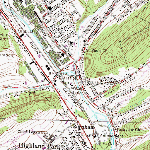 Topographic Map of Hungry Run, PA
