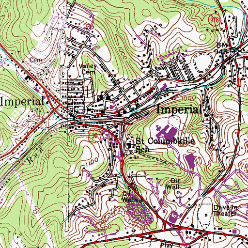 Topographic Map of Imperial, PA