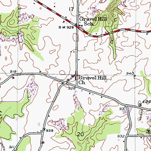 Topographic Map of Gravel Hill Church, AL