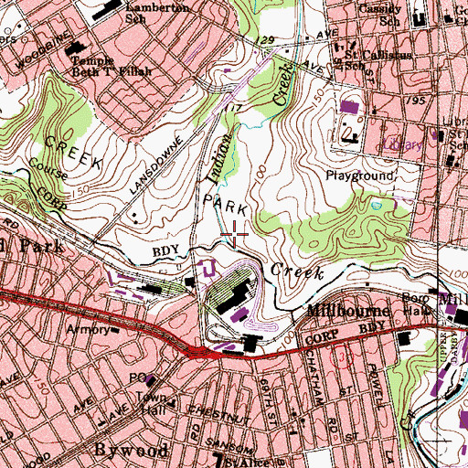 Topographic Map of Indian Creek, PA