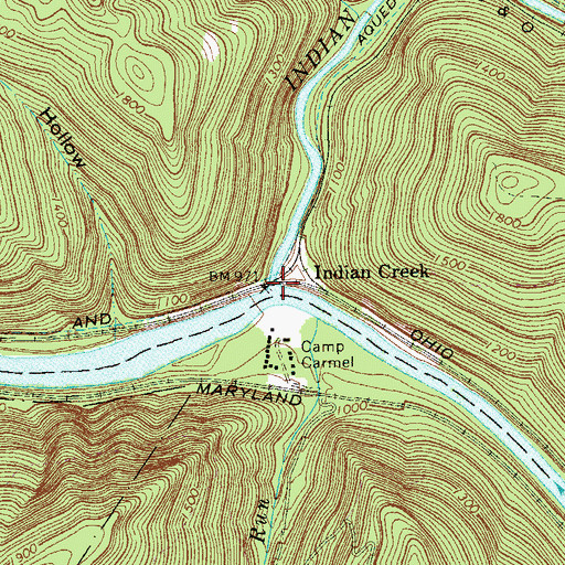 Topographic Map of Indian Creek, PA