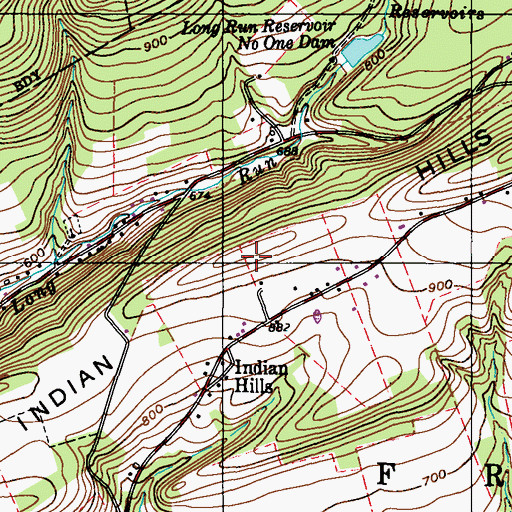 Topographic Map of Indian Hills, PA