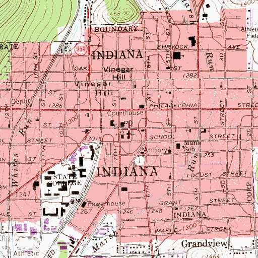 Topographic Map of Indiana, PA