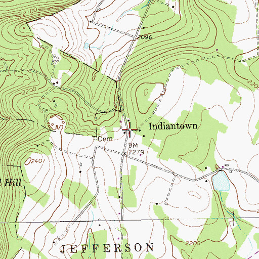 Topographic Map of Indiantown, PA