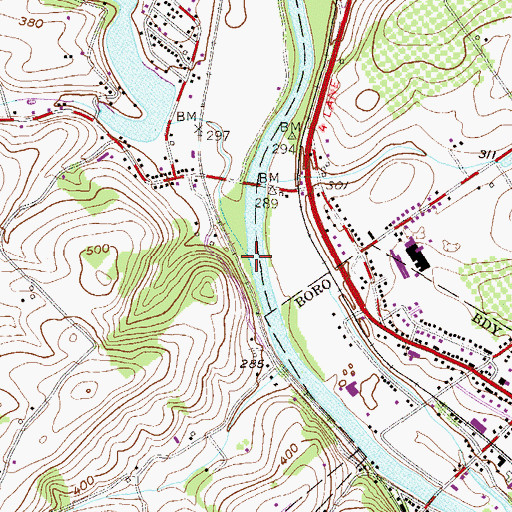 Topographic Map of Irish Creek, PA