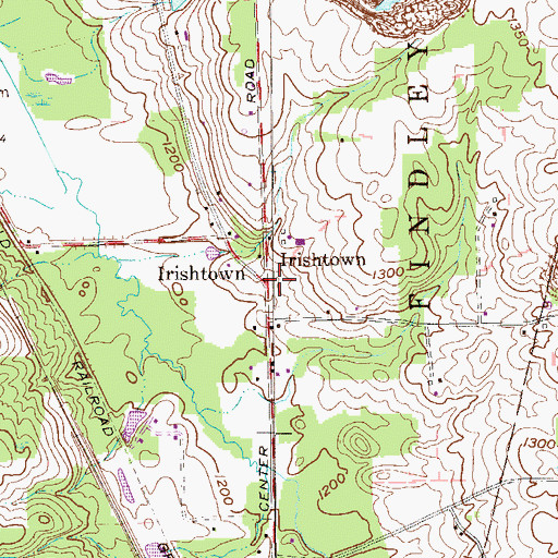 Topographic Map of Irishtown, PA