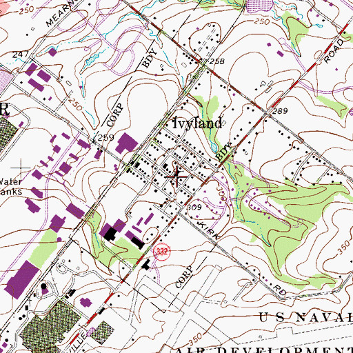 Topographic Map of Ivyland, PA