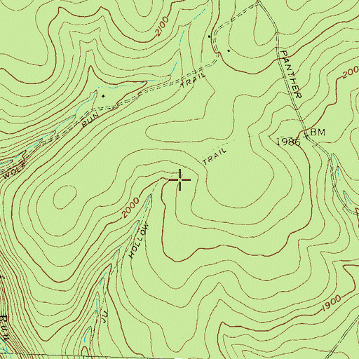Topographic Map of J U Hollow Trail, PA