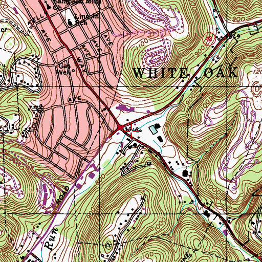 Topographic Map of Jacks Run, PA