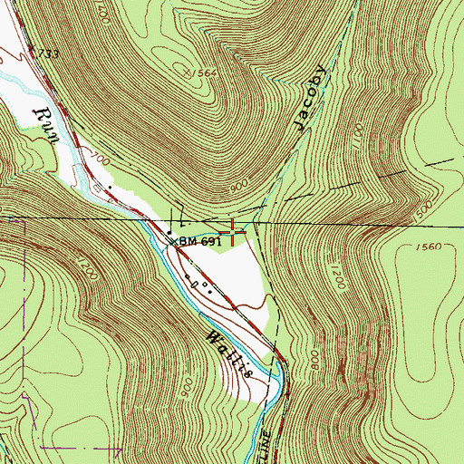 Topographic Map of Jacoby Hollow, PA