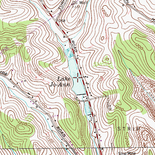 Topographic Map of Lake Jo-Ann, PA