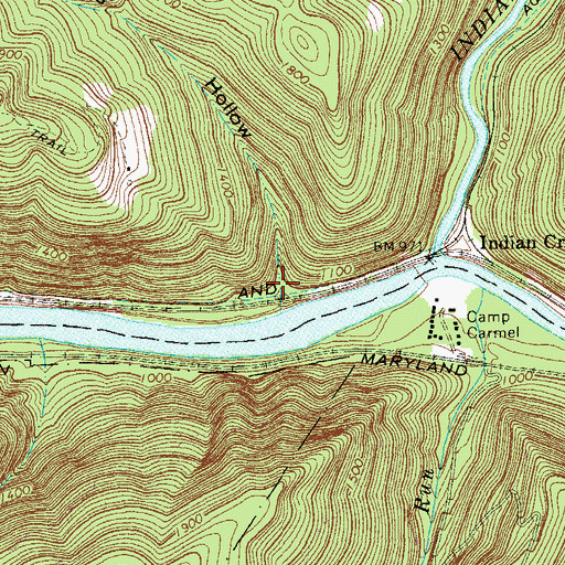Topographic Map of Johns Hollow, PA