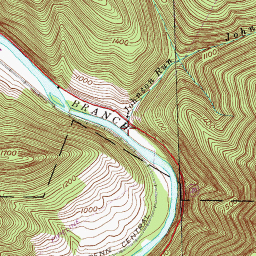 Topographic Map of Johnson Run, PA