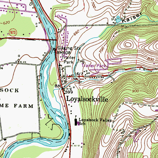Topographic Map of Kaiser Hollow, PA