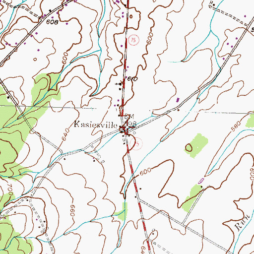 Topographic Map of Kasiesville, PA