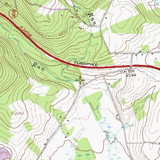 Topographic Map of Keller Run, PA