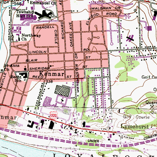 Topographic Map of Kenmar, PA