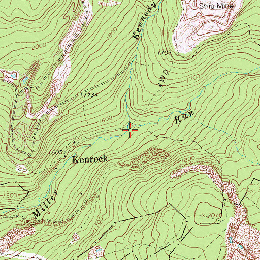 Topographic Map of Kennedy Run, PA