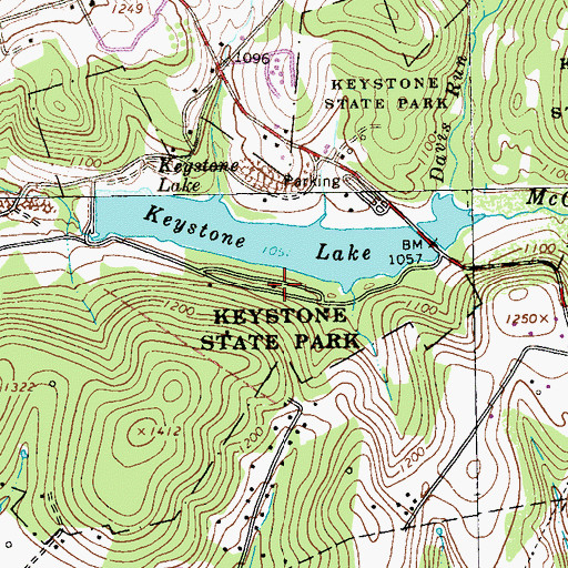 Topographic Map of Keystone State Park, PA