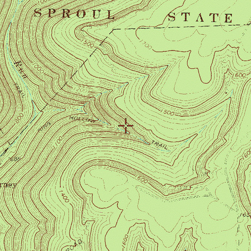 Topographic Map of King Hollow Trail, PA