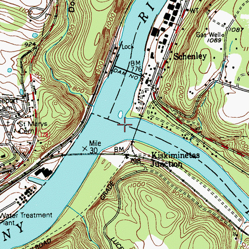 Topographic Map of Kiskiminetas River, PA