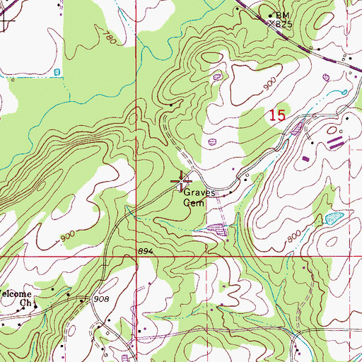 Topographic Map of Graves Cemetery, AL