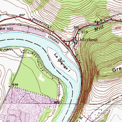 Topographic Map of La Grange Island, PA