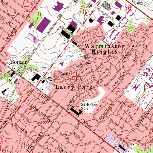 Topographic Map of Lacey Park, PA