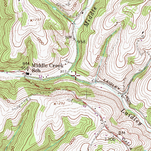 Topographic Map of Laidley Run, WV