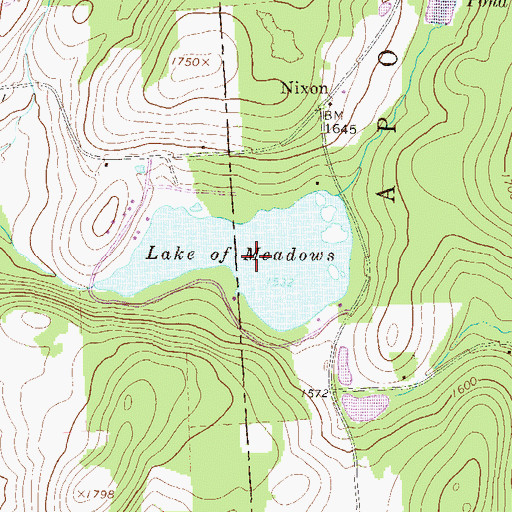 Topographic Map of Lake Of Meadows, PA