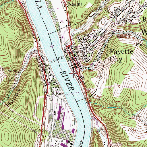 Topographic Map of Lamb Lick Run, PA