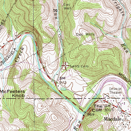 Topographic Map of Lantz Cemetery, PA
