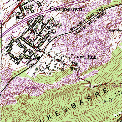 Topographic Map of Laurel Run, PA