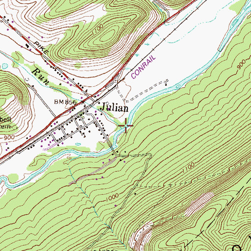 Topographic Map of Laurel Run, PA
