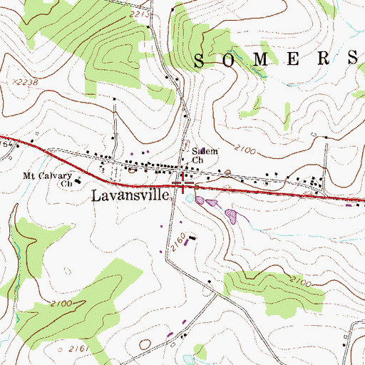 Topographic Map of Lavansville, PA