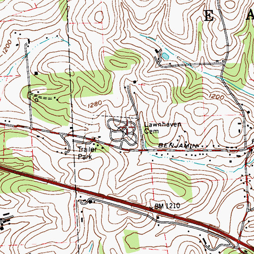Topographic Map of Lawnhaven Cemetery / Lawn Haven Burial Estates, PA